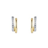 Goldsmiths 9ct Yellow Gold and Cubic Zirconia Double layer Hoop Earrings