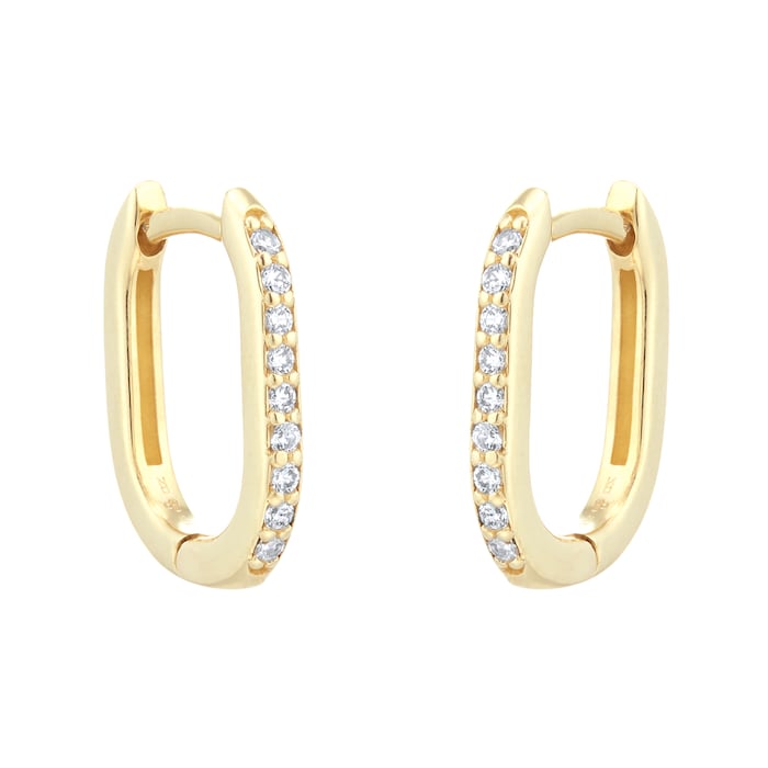 Goldsmiths 9ct Yellow Gold Cubic Zirconia Link Hoop Earrings