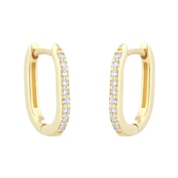 15090047 - 9ct Yellow Gold Cubic Zirconia Link Hoop Earrings