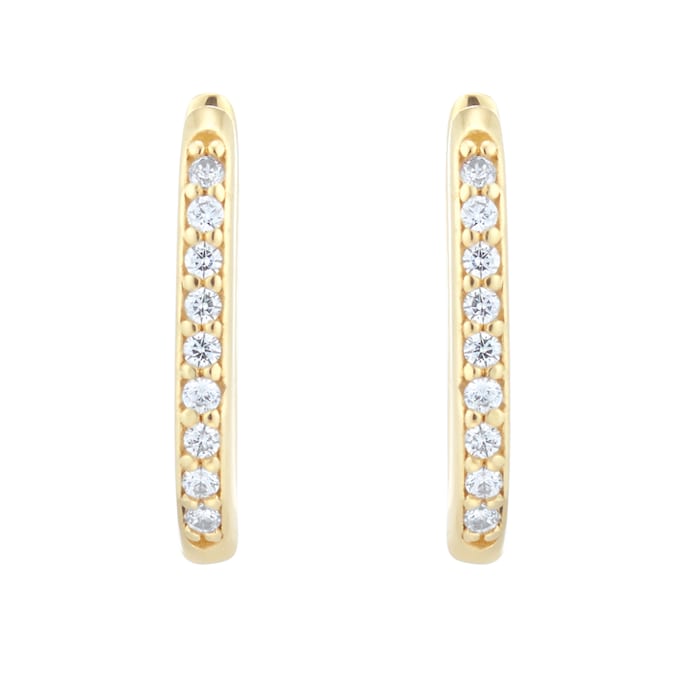 Goldsmiths 9ct Yellow Gold Cubic Zirconia Link Hoop Earrings 1.57.9991 ...