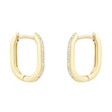 Goldsmiths 9ct Yellow Gold Cubic Zirconia Link Hoop Earrings