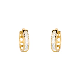Goldsmiths 9ct Yellow Gold Cubic Zirconia Huggie Hoop Earrings