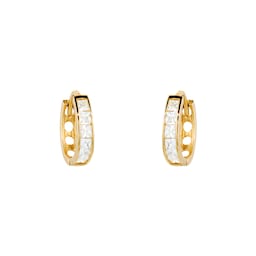 15090048 - 9ct Yellow Gold Cubic Zirconia Huggie Hoop Earrings