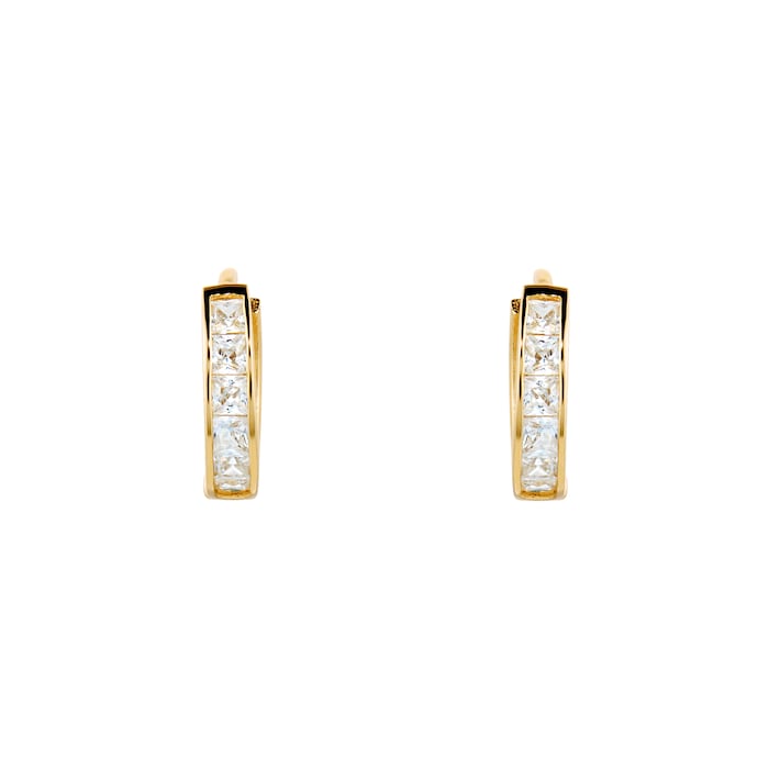 Goldsmiths 9ct Yellow Gold Cubic Zirconia Huggie Hoop Earrings