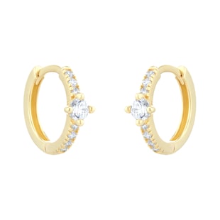 Goldsmiths 9ct Yellow Gold Cubic Zirconia Hoop Earrings