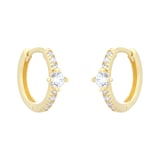 Goldsmiths 9ct Yellow Gold Cubic Zirconia Hoop Earrings