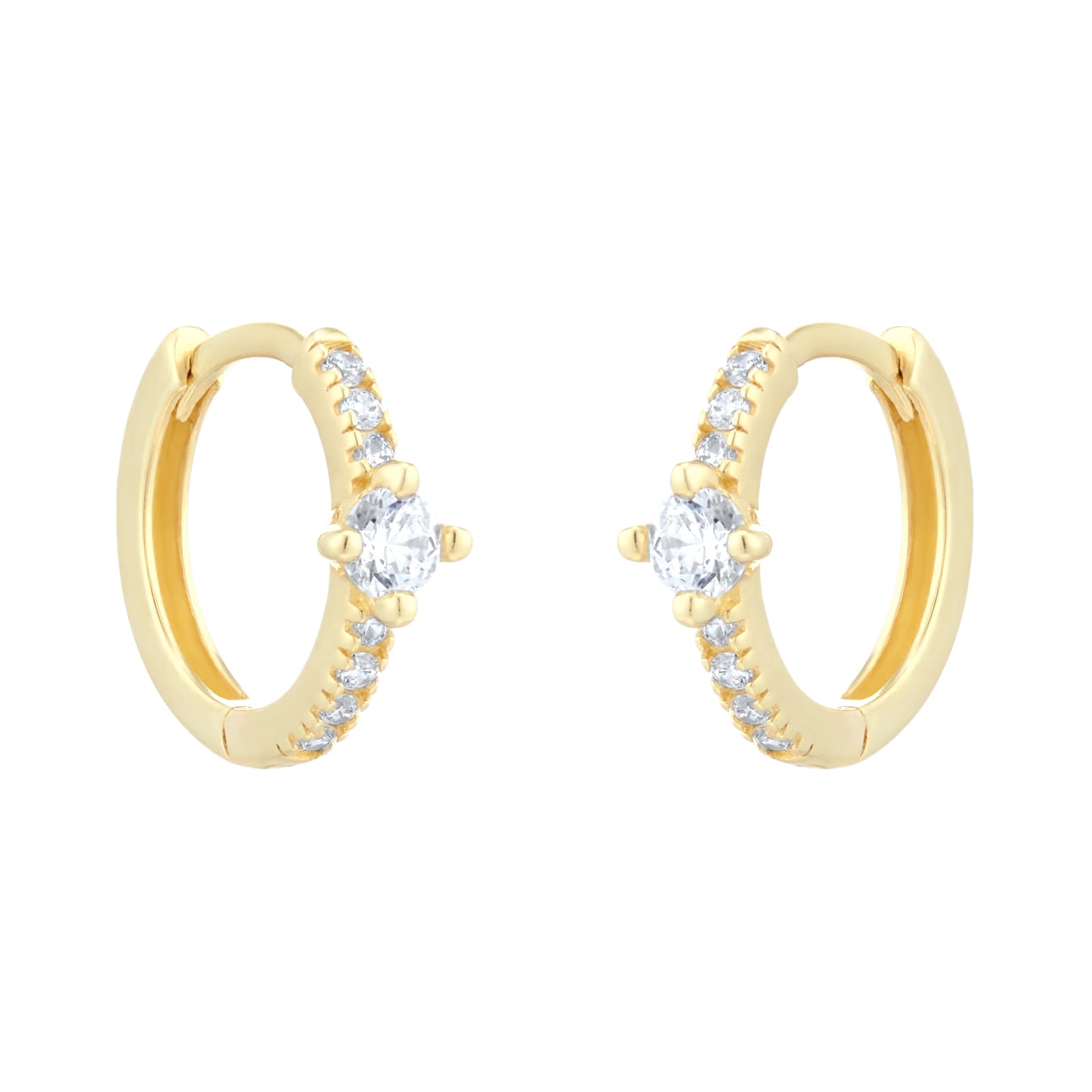 Goldsmiths 9ct Yellow Gold Cubic Zirconia Hoop Earrings 1.57.9993 ...