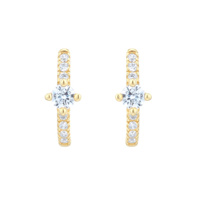 Goldsmiths 9ct Yellow Gold Cubic Zirconia Hoop Earrings