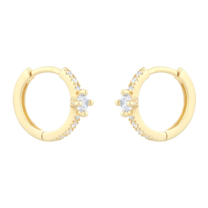 Goldsmiths 9ct Yellow Gold Cubic Zirconia Hoop Earrings