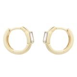 Goldsmiths 9ct Yellow Gold Baguette Cubic Zirconia Huggie Earrings