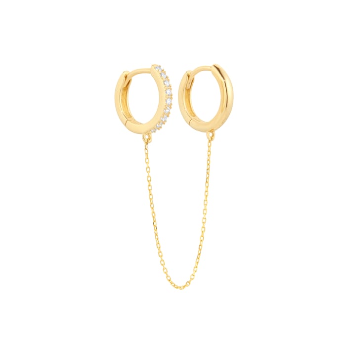 Goldsmiths 9ct Yellow Gold Cubic Zirconia Handcuff Huggie Earrings