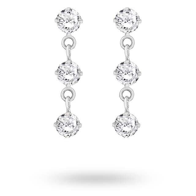 Goldsmiths Silver Cubic Zirconia Drop Earrings