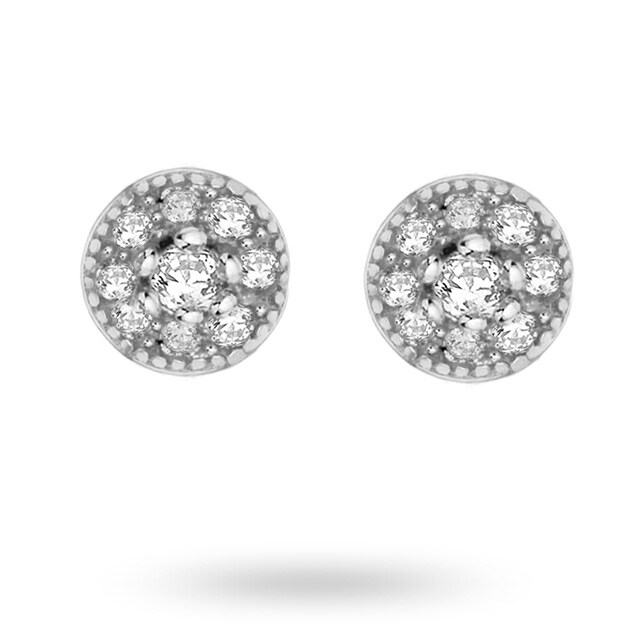 Goldsmiths Silver Cubic Zirconia Mini Halo Stud Earrings