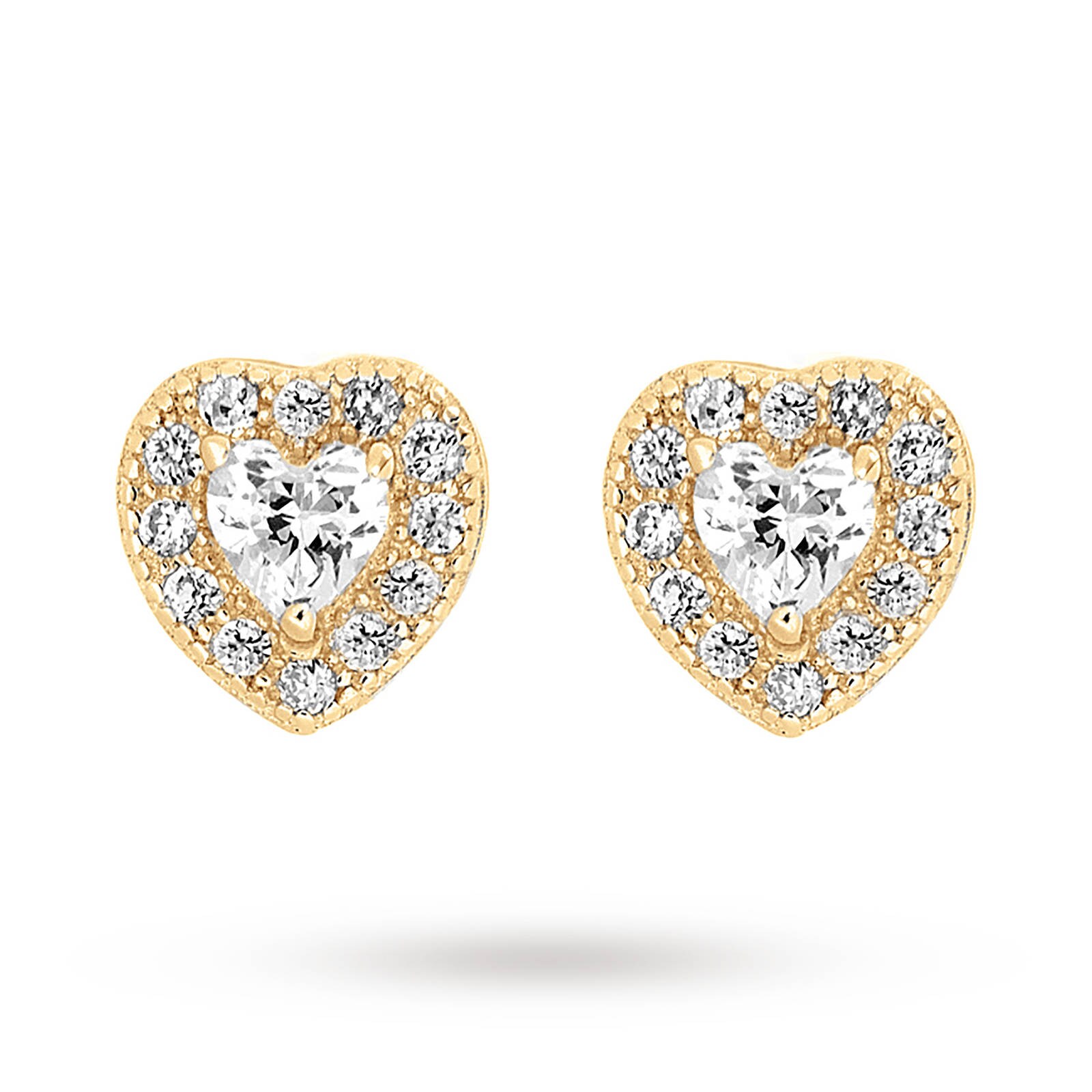 Goldsmiths Gold Plated Cubic Zirconia Heart Stud Earrings