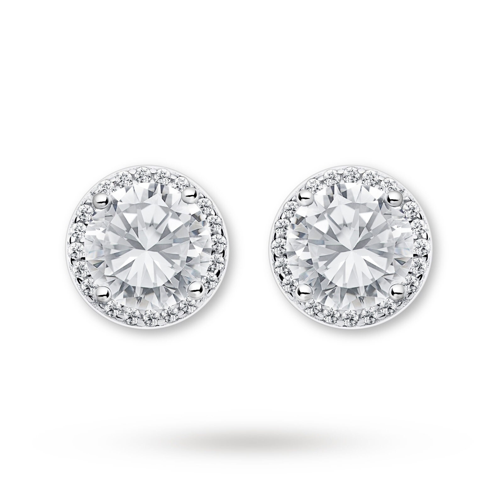 Goldsmiths Sterling Silver Halo Stud Earrings