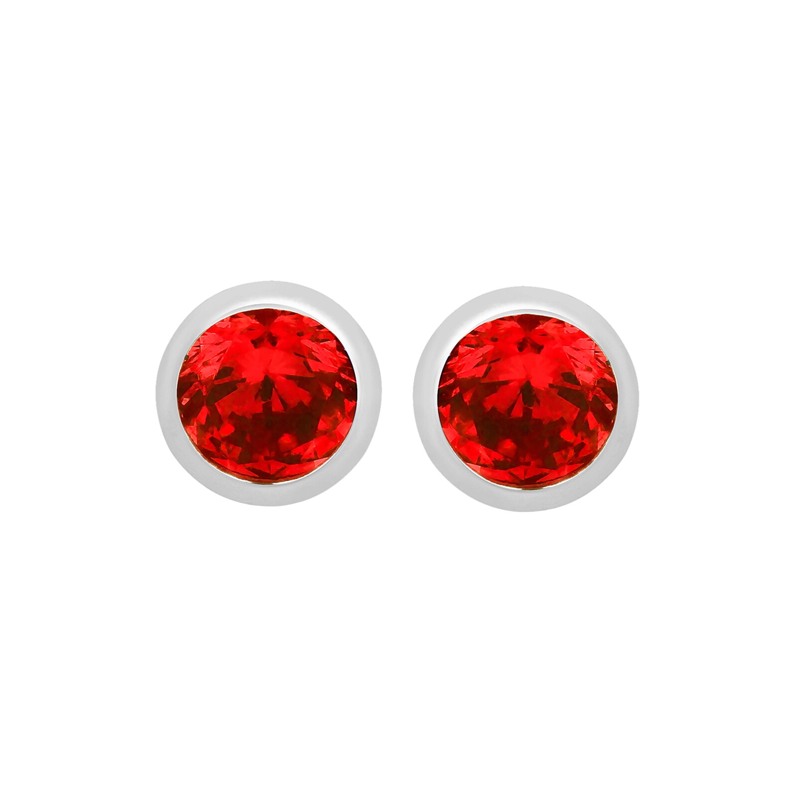 Goldsmiths Silver January Red Cubic Zirconia Stud Earrings