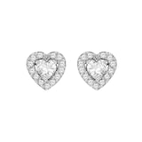 Goldsmiths Silver Cubic Zirconia Heart Halo Stud Earrings