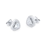 Goldsmiths Silver Cubic Zirconia Heart Halo Stud Earrings