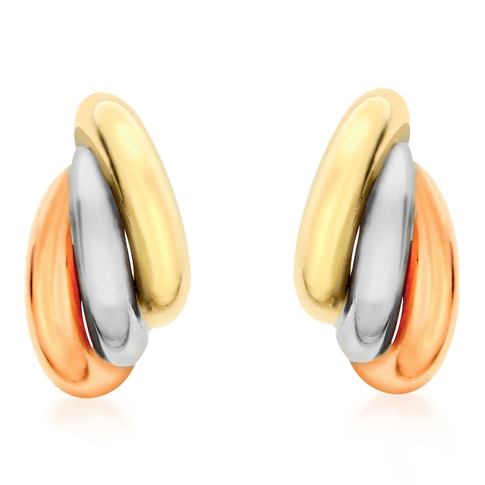 Goldsmiths 9ct Tricolour Gold Stud Earrings