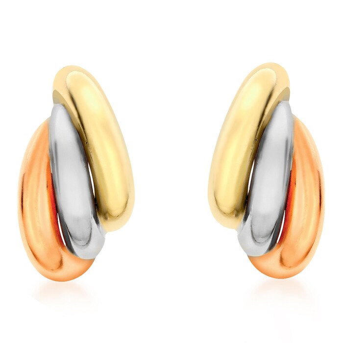 Goldsmiths 9ct Tricolour Gold Stud Earrings