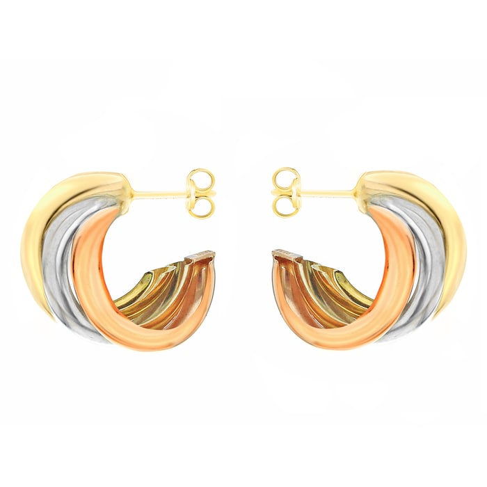 Goldsmiths 9ct Tricolour Gold Stud Earrings