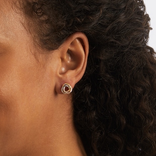 Best Luxury 
9ct Tricolour Gold Knot Stud Earrings