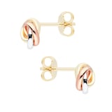 Goldsmiths 9ct Tricolour Gold Knot Stud Earrings