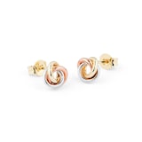 Goldsmiths 9ct Tricolour Gold Knot Stud Earrings