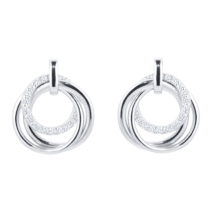 Goldsmiths Silver Layered Circles Cubic Zirconia Drops Earrings