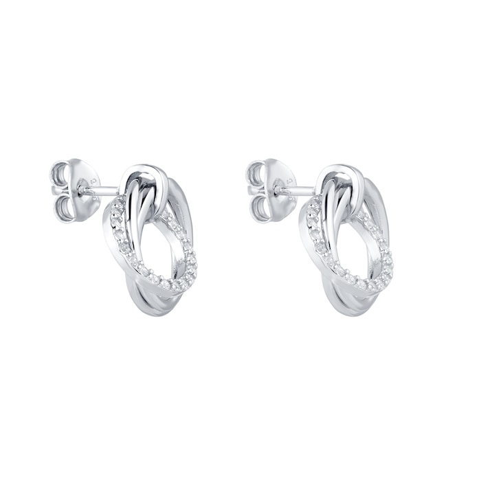 Goldsmiths Silver Layered Circles Cubic Zirconia Drops Earrings