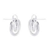 Goldsmiths Silver Layered Circles Cubic Zirconia Drops Earrings