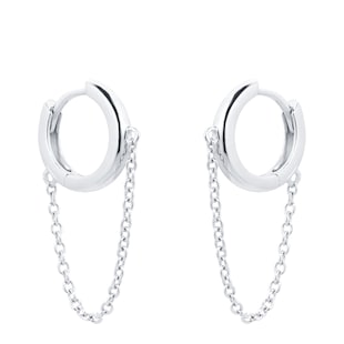 Goldsmiths Silver Hoop Chain Drop Earrings