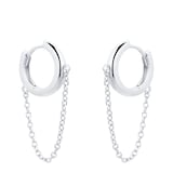 Goldsmiths Silver Hoop Chain Drop Earrings