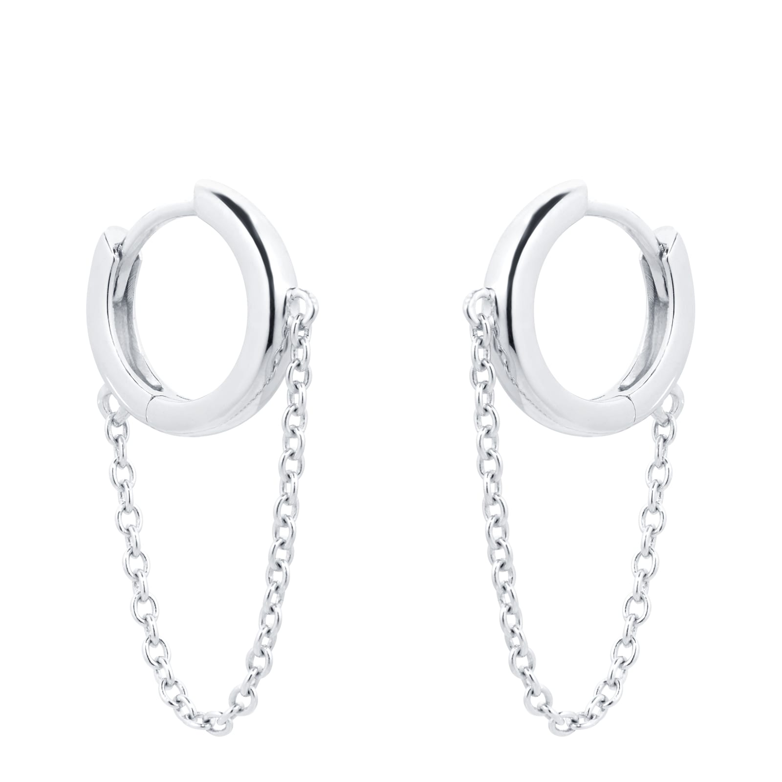 Goldsmiths Silver Hoop Chain Drop Earrings CS4957340HNO | Goldsmiths