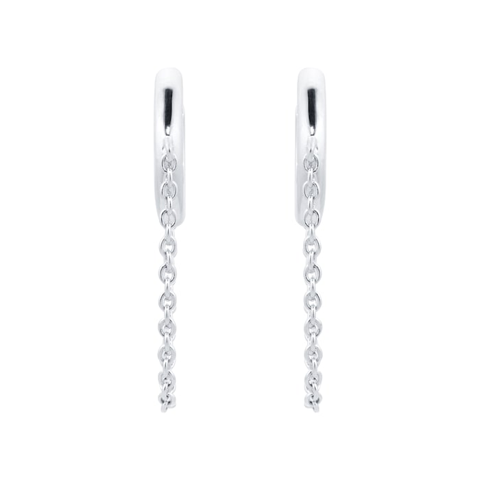 Goldsmiths Silver Hoop Chain Drop Earrings