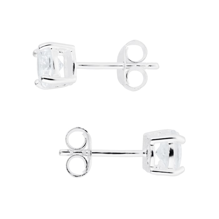 Goldsmiths Silver 5mm White Round Stud Earrings
