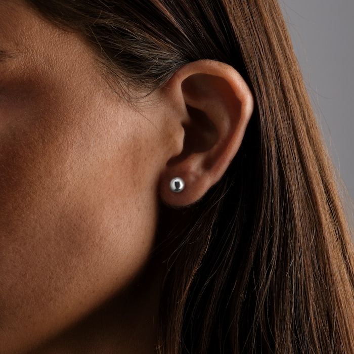 Goldsmiths Sterling Silver 6mm Half Ball Stud Earrings