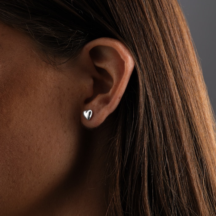 Goldsmiths Sterling Silver 5mm Puff Heart Studs