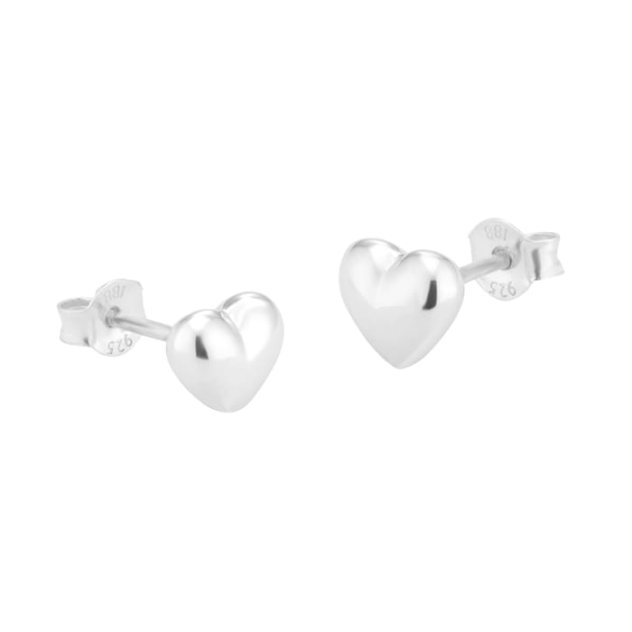 Goldsmiths Sterling Silver 5mm Puff Heart Studs