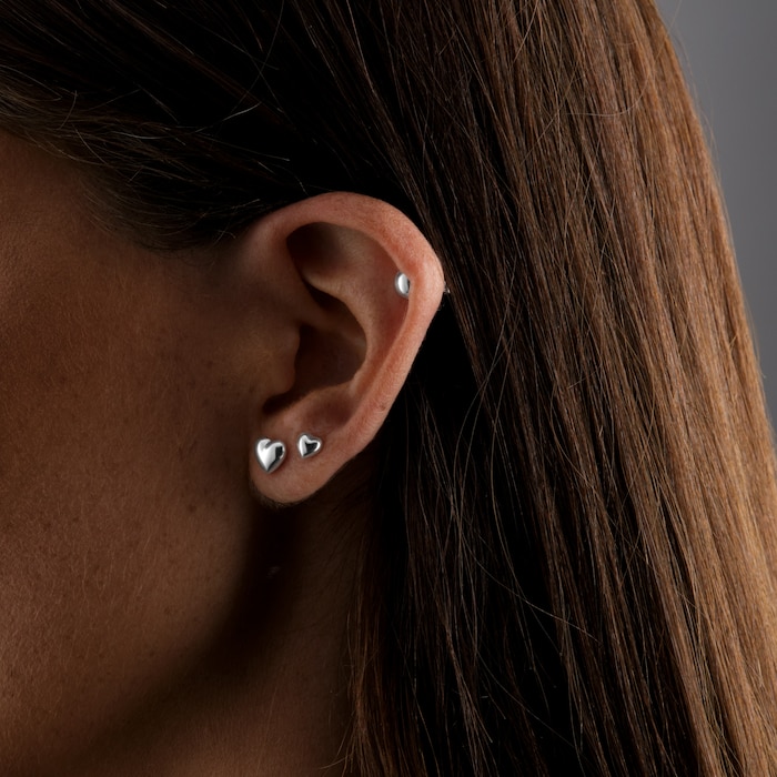Goldsmiths Sterling Silver 5mm Puff Heart Studs