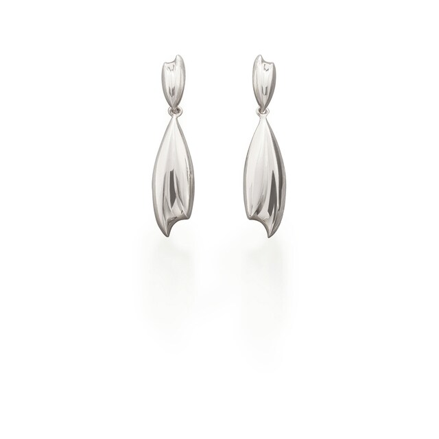 Mappin & Webb Wildfell Silver Groove Drop Earrings