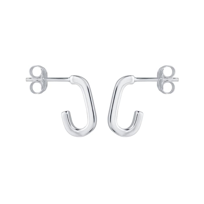 Goldsmiths Silver Rectangle Huggie Earrings