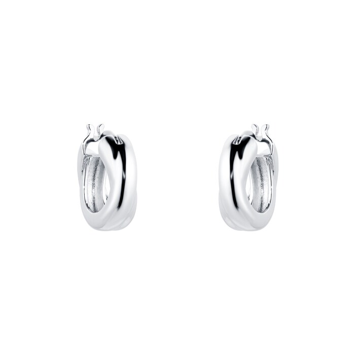 Goldsmiths Silver Chunky Crossover Hoop Earrings 8.51.3015 | Goldsmiths