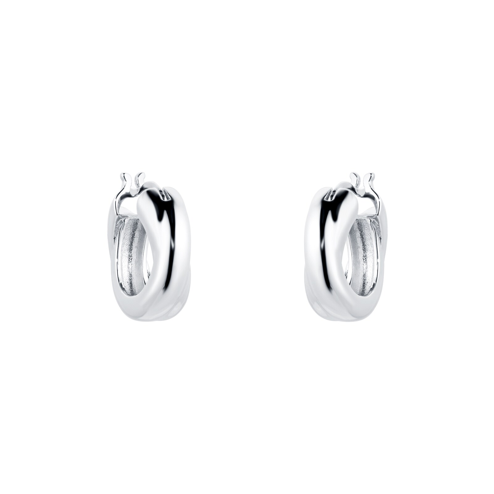 Goldsmiths Silver Chunky Crossover Hoop Earrings