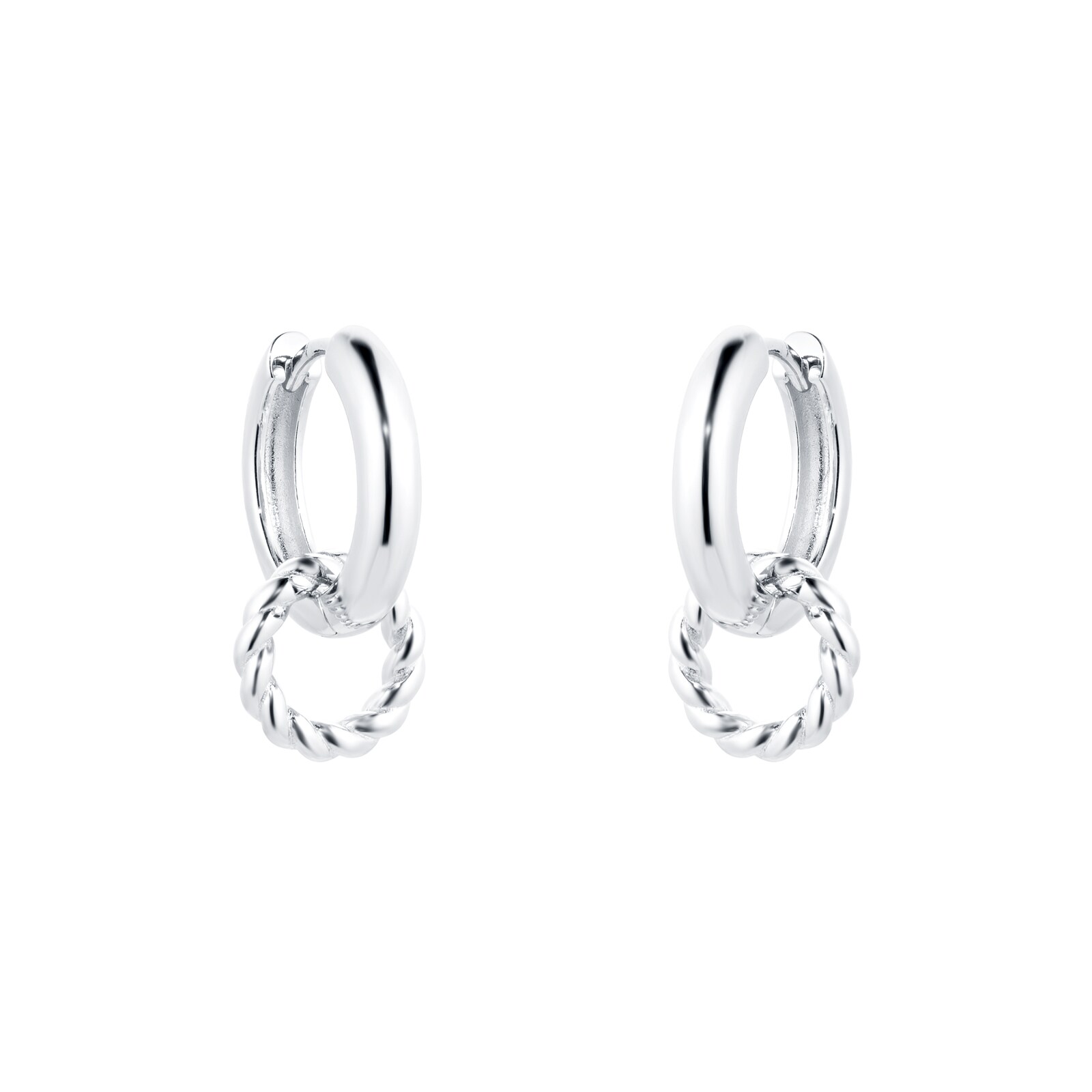 Goldsmiths Silver Twisted Charm Hoop Earrings