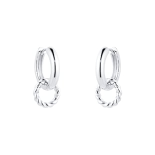 Goldsmiths Silver Twisted Charm Hoop Earrings