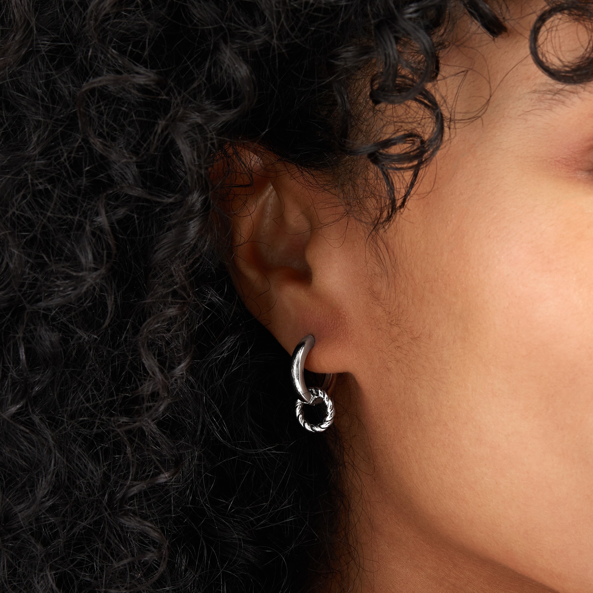 Goldsmiths Silver Twisted Charm Hoop Earrings