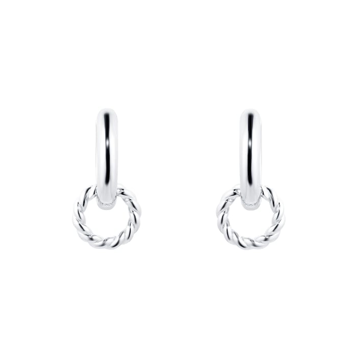 Goldsmiths Silver Twisted Charm Hoop Earrings