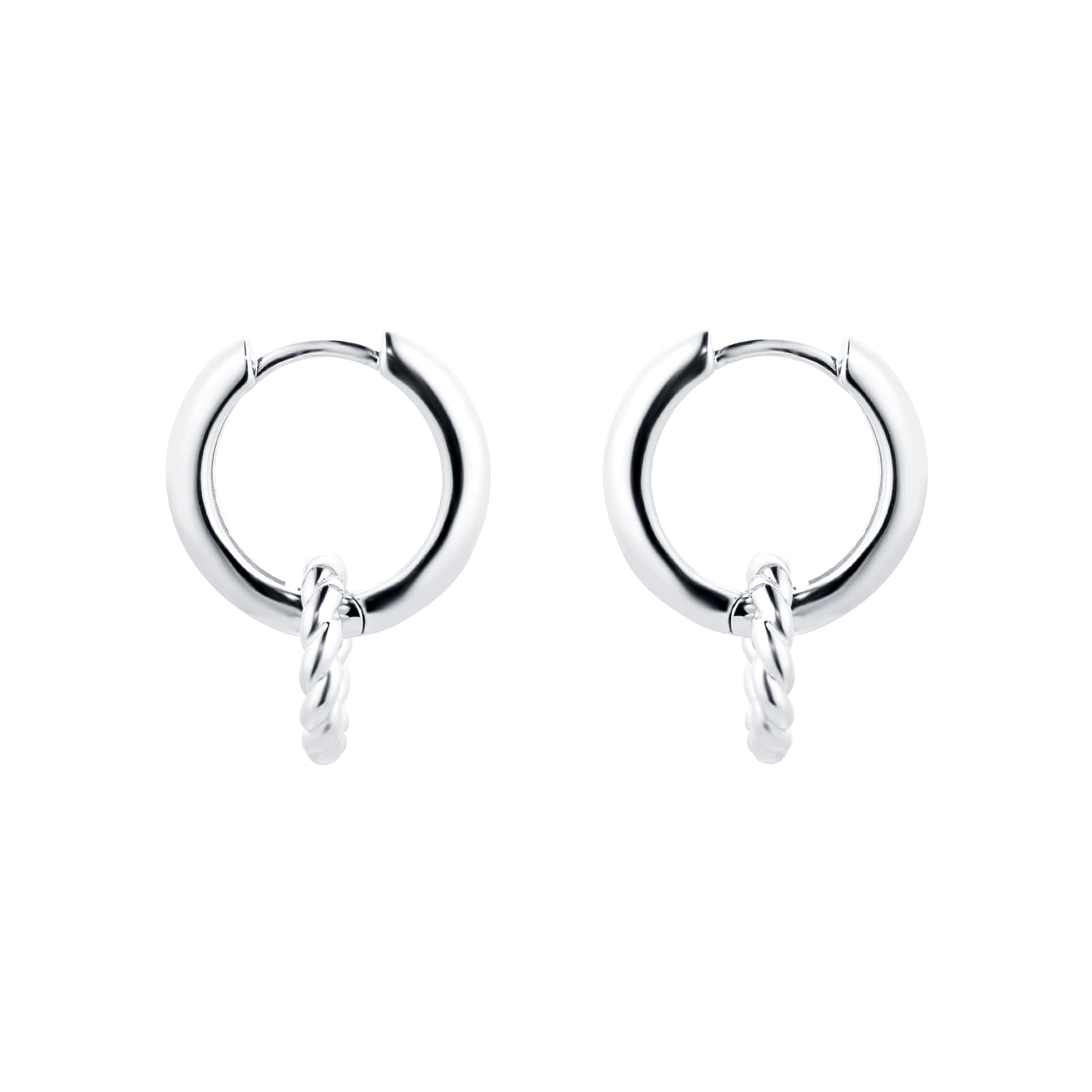 Goldsmiths Silver Twisted Charm Hoop Earrings 8.51.3016 | Goldsmiths