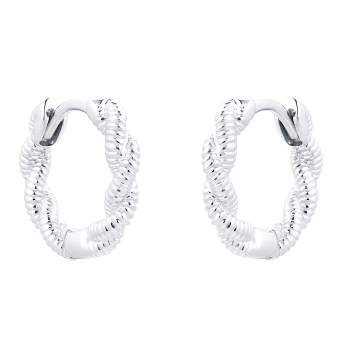 Goldsmiths Silver Twist Hoop Earrings CS4957331HNO | Goldsmiths